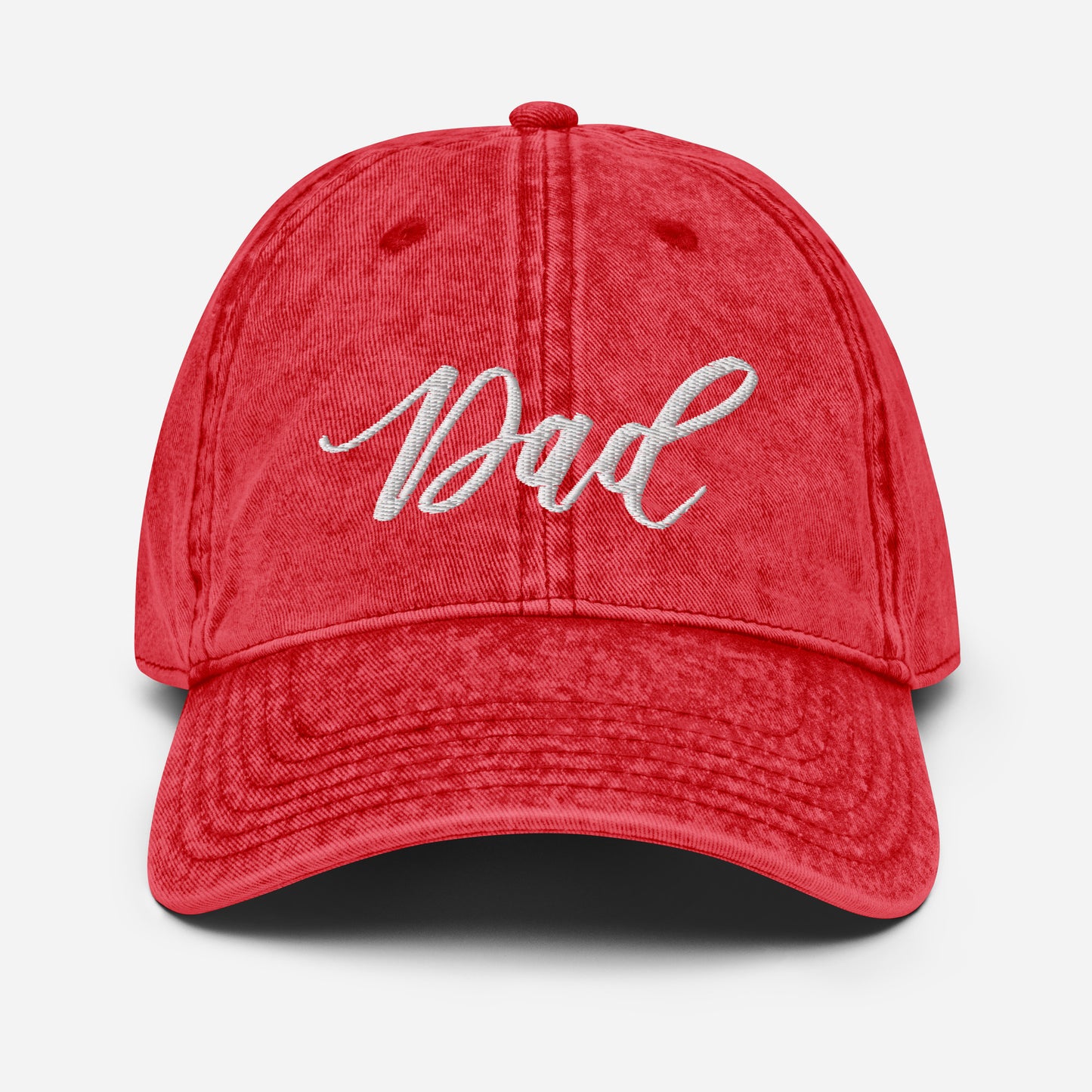 Embroidered Script "Dad" Calligraphy Vintage Cotton Twill Cap