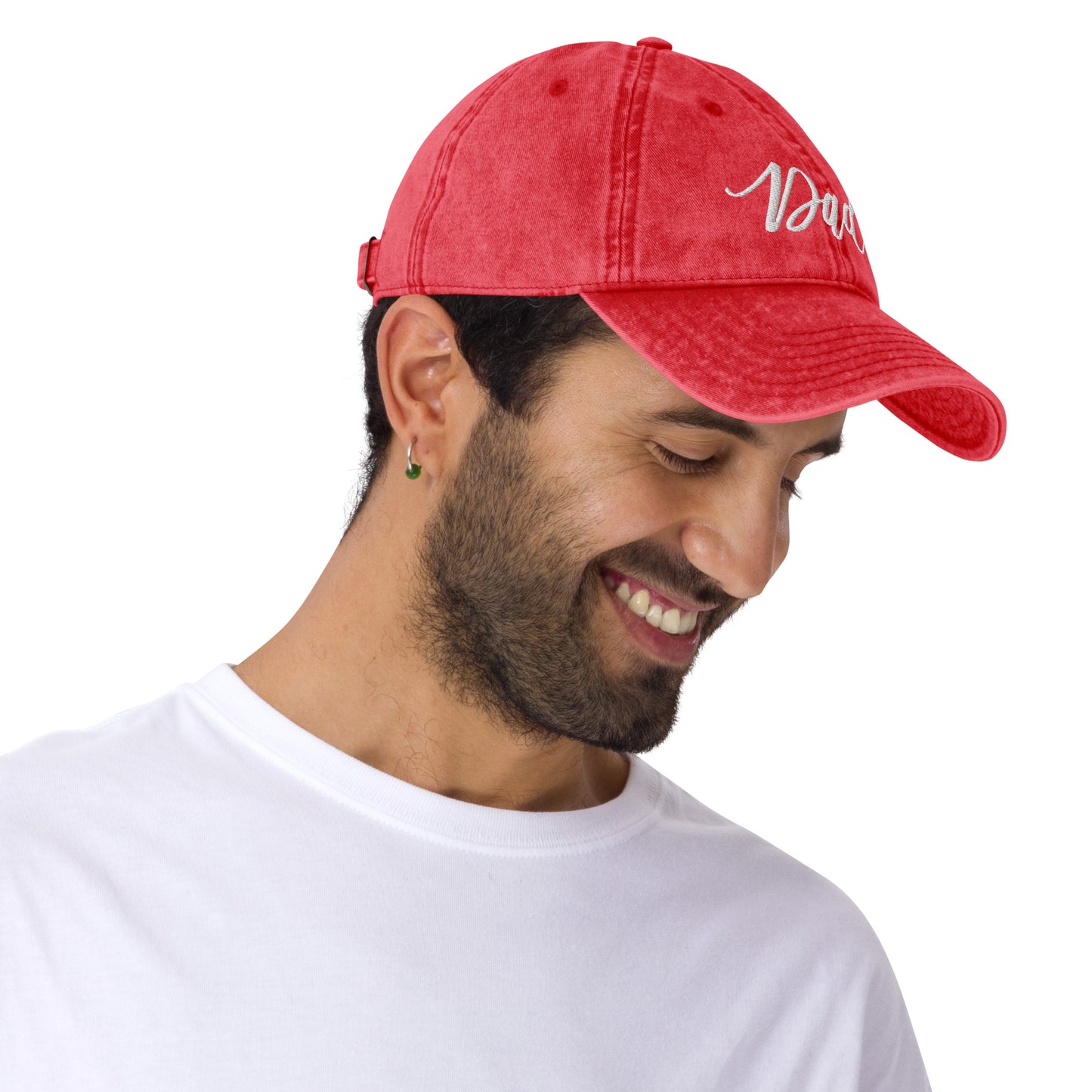 Embroidered Script "Dad" Calligraphy Vintage Cotton Twill Cap