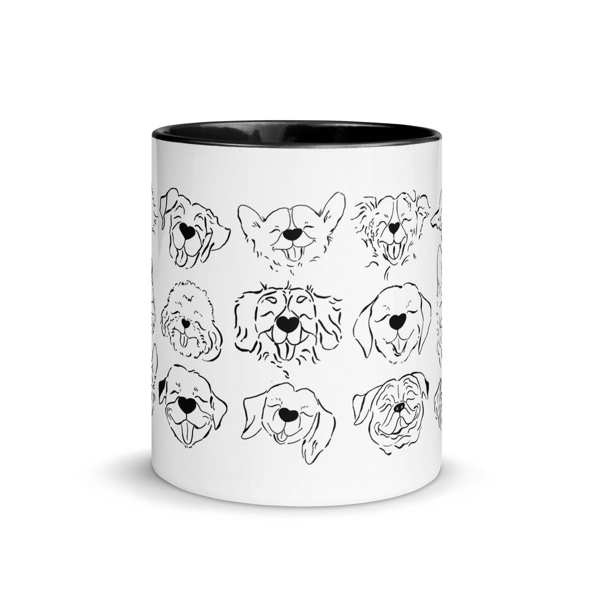 Puppy Smiles - Cute Dog Mug with Color Inside - Printed Hand-Drawn Sketches - Dear Daughters Design