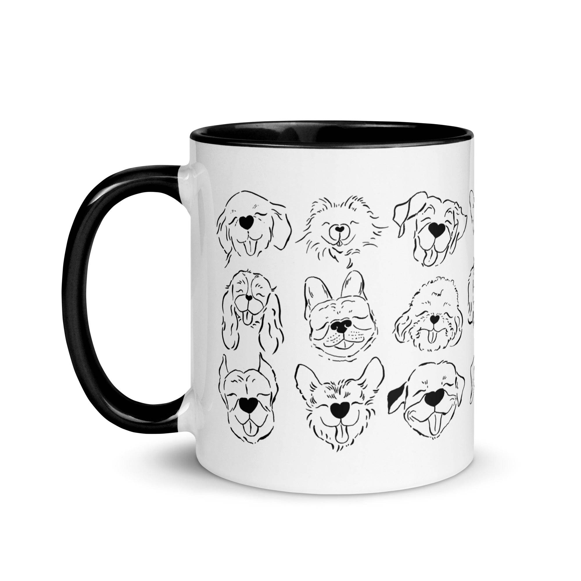 Puppy Smiles - Cute Dog Mug with Color Inside - Printed Hand-Drawn Sketches - Dear Daughters Design
