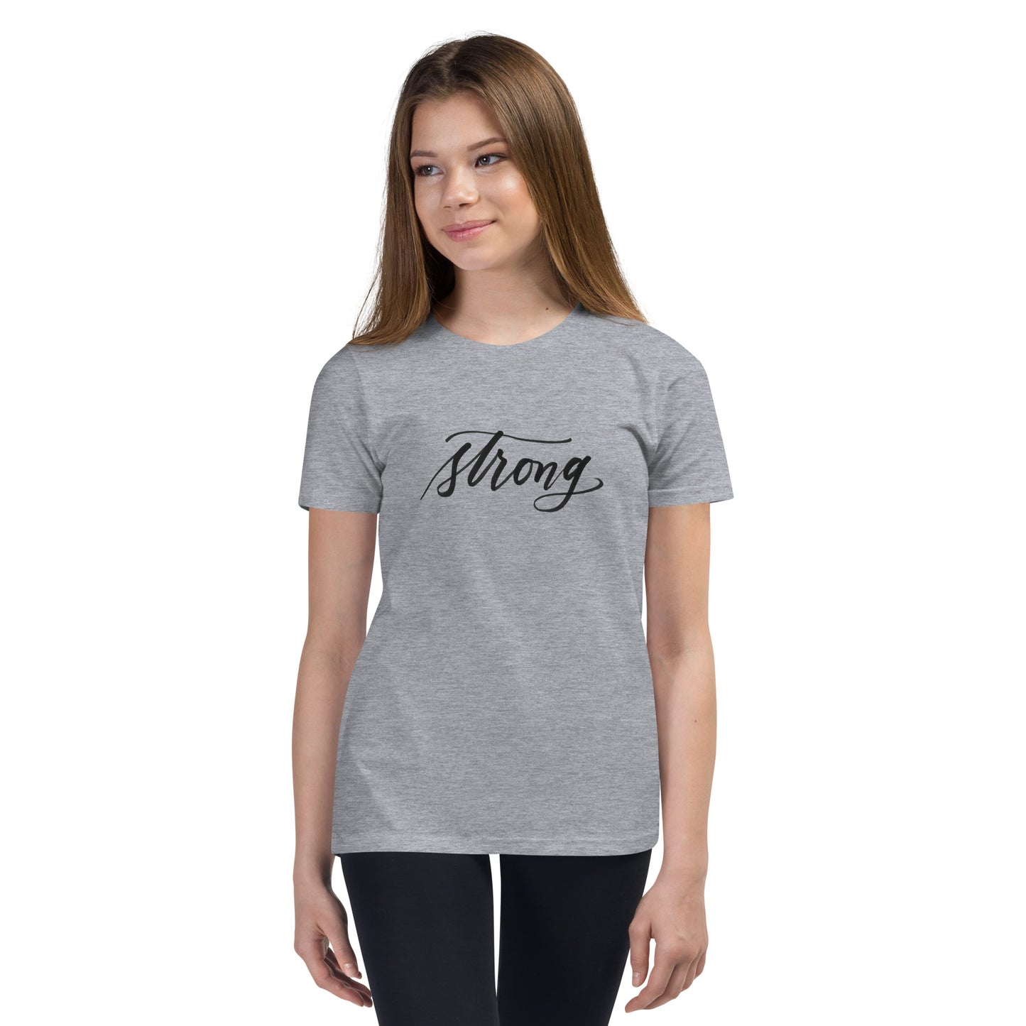 Script "Strong" Calligraphy Youth Short Sleeve T-Shirt