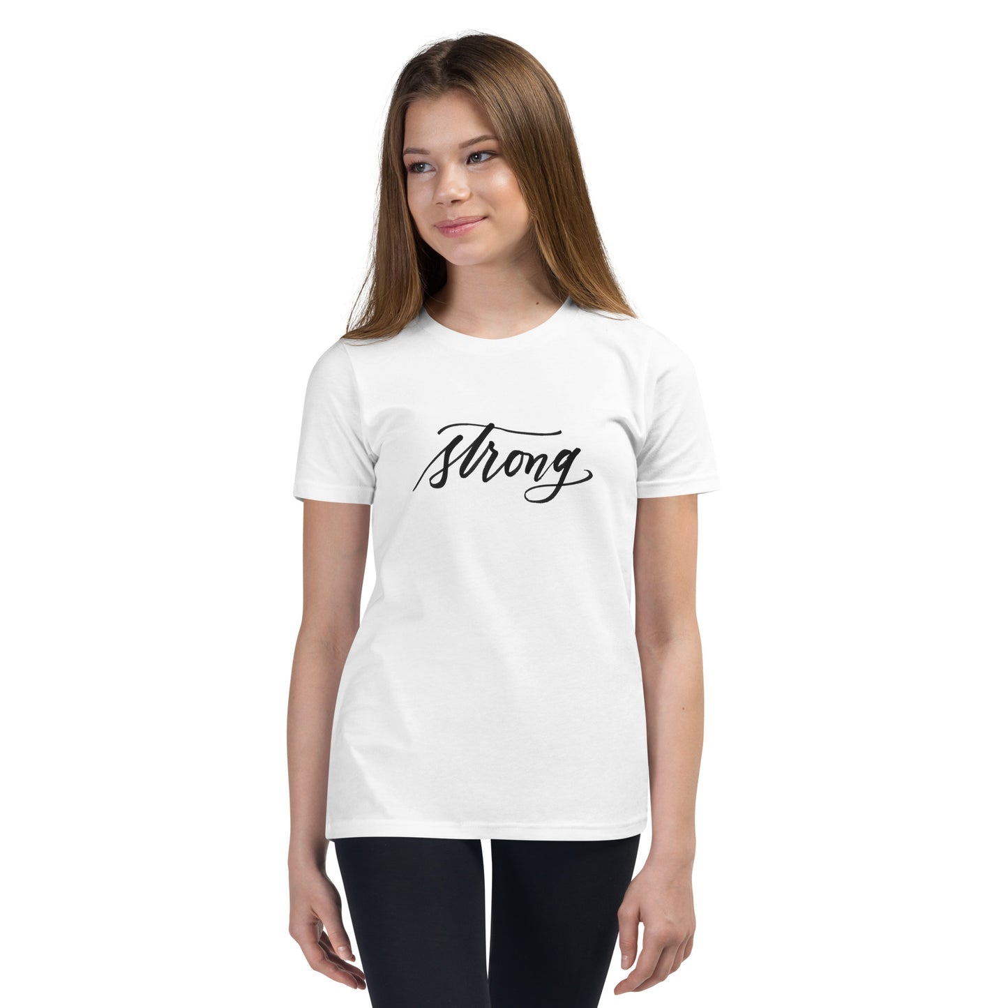 Script "Strong" Calligraphy Youth Short Sleeve T-Shirt