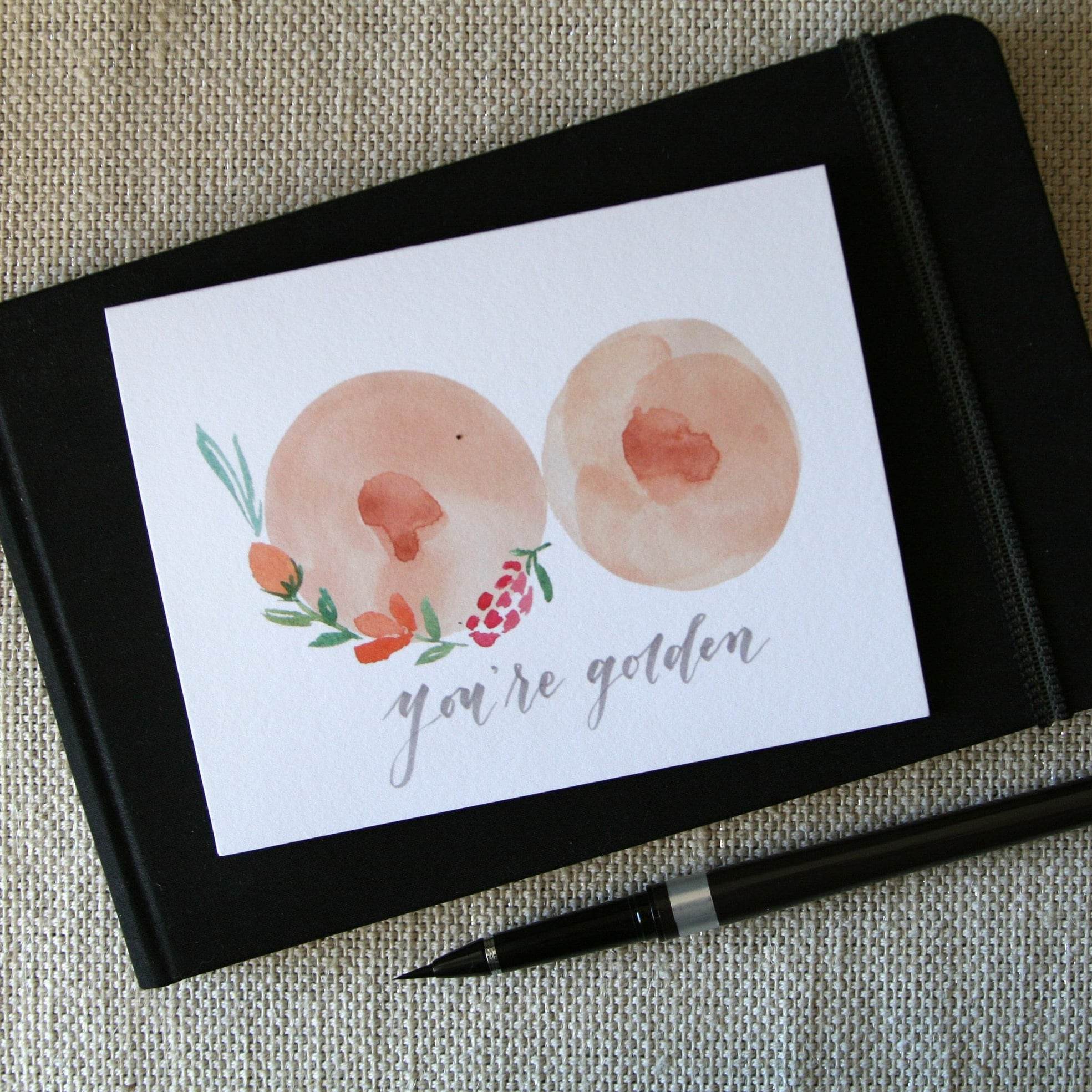 You're Golden One Year Breastfeeding Peach Card - Congrats Mama Celebrate Breastfeeding Card - Dear Daughters Design