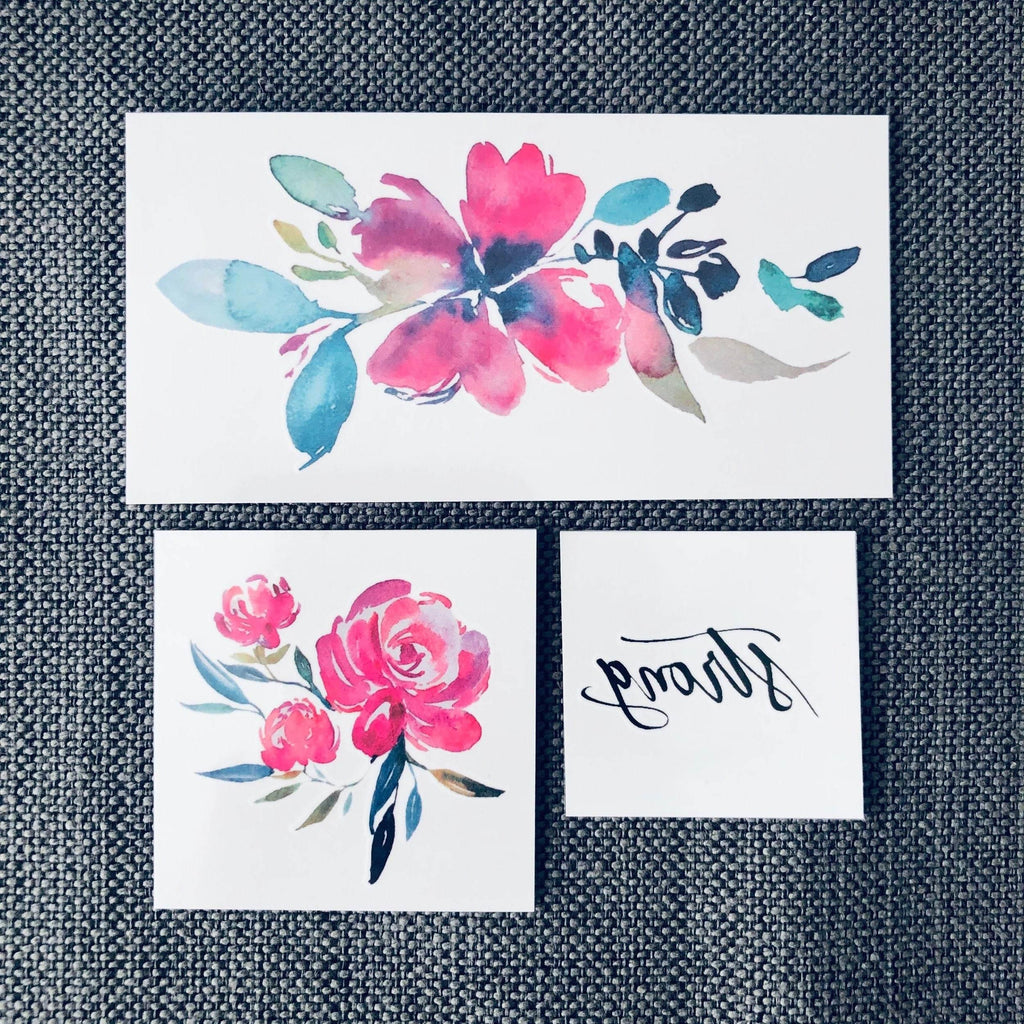 Tattly Tattoos Set of 3 - Strong Florals - Dear Daughters Design