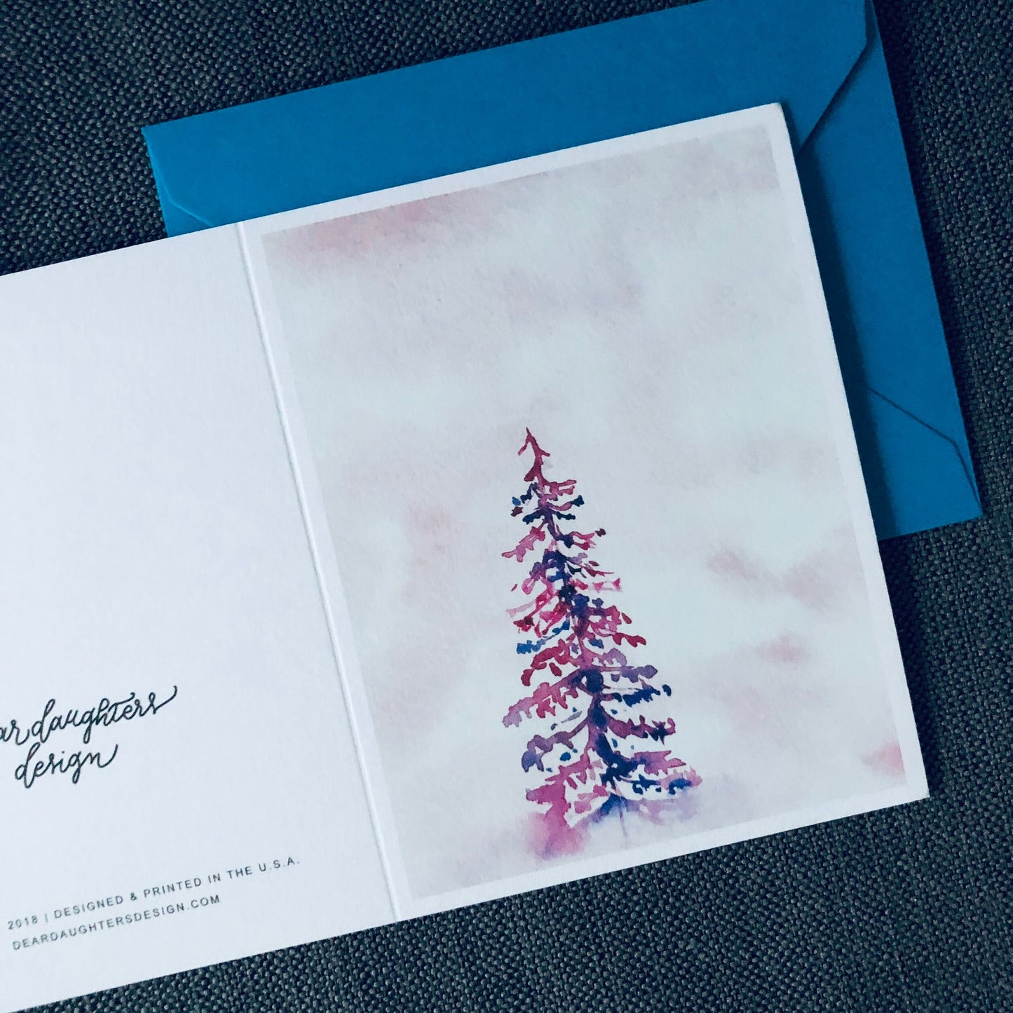 Pink & Purple Winter Christmas Tree Holiday Card - Unique Holiday Card