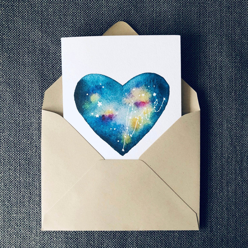 Eternal Love Watercolor Heart Galaxy Unique Celestial Astronomy Greeting Card - Dear Daughters Design