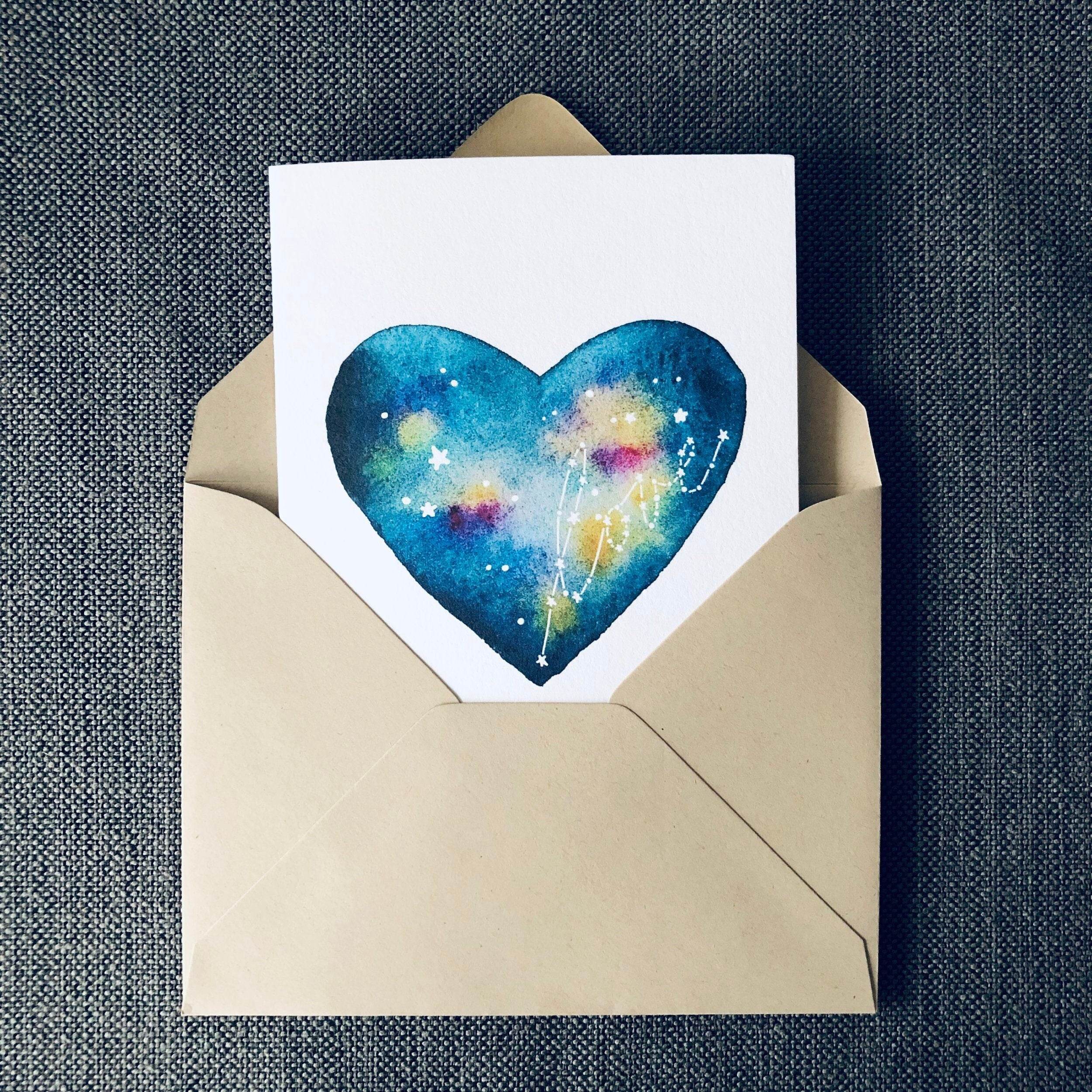 Eternal Love Watercolor Heart Galaxy Unique Celestial Astronomy Greeting Card - Dear Daughters Design